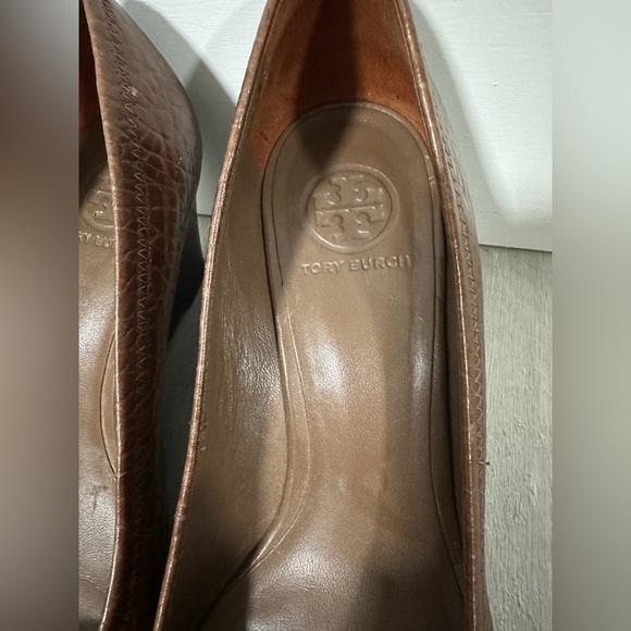 Tory Burch Sally leather wedge bison brown sz 10.5 - Picture 2 of 9